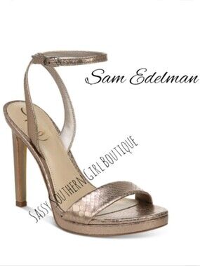 🆕⭐Sam Edelman Pewter snakeskin heels